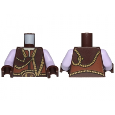 dark brown torso sw gungan vest with gold trim front and back pattern lavender arms dark brown hands