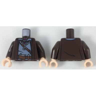 dark brown torso sw robe with dark bluish gray tunic necklace crossbelt and belt with gadgets pattern dark brown arms light nougat hands