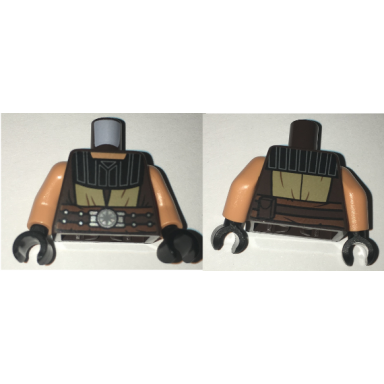 dark brown torso sw jedi robe belt with silver buckle black collar pattern quinlan vos nougat arms black hands