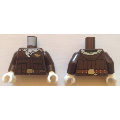 dark brown torso sw quilted coat white bandana fur hood reddish brown straight belt pattern dark brown arms white hands