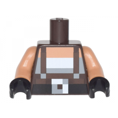 dark brown torso pixelated dark brown suspenders over white top and black belt with buckle pattern nougat arms black hands