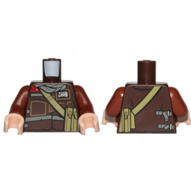 dark brown torso sw jacket with dark bluish gray scarf and dark tan pocket device pattern rebel trooper reddish brown arms light nougat hands