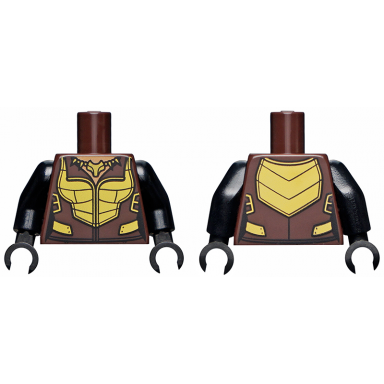 dark brown torso female gold armor with totem necklace pattern vixen black arms black hands