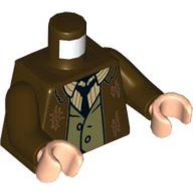 dark brown torso suit jacket with dark orange scuffs and hashmarks striped shirt black tie and olive green vest pattern dark brown arms light nougat hands