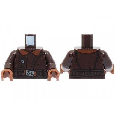 dark brown torso coat with reddish brown fur lining pocket with clasp and belt with silver buckle pattern dark brown arms reddish brown hands