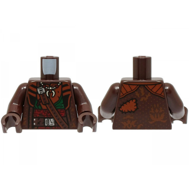 dark brown torso coat with reddish brown lapels belt with silver buckle necklace dark green shirt dark red sash pattern dark brown arms dark brown hands