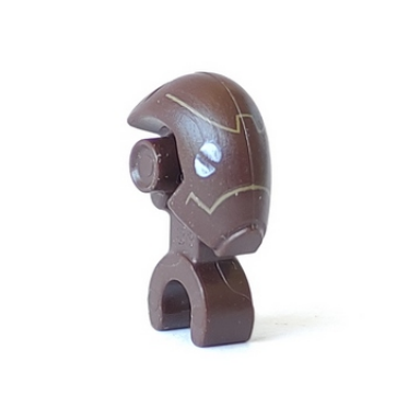 dark brown minifigure head modified mechanical with white eyes and dark tan lines pattern sw commando droid