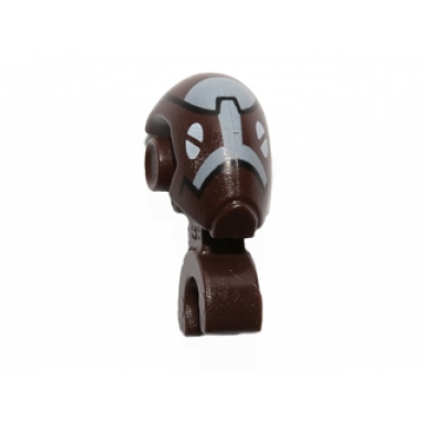 dark brown minifigure head modified mechanical with white eyes and white and black pattern sw commando droid captain