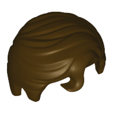 dark brown minifigure hair swept right with front curl