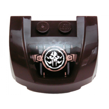 dark brown vehicle mudguard 3 x 4 x 1 2 3 curved front with grille with white chima mammoth skull emblem and copper rivets pattern sticker - set 70226