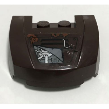 dark brown vehicle mudguard 3 x 4 x 1 2 3 curved front with partially exposed engine loose wire and reddish brown splatters pattern model right side sticker - set 70228