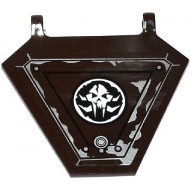 dark brown flag 5 x 6 hexagonal with alien skull in black circle black trapezoids and frost pattern model left side sticker - set 70145