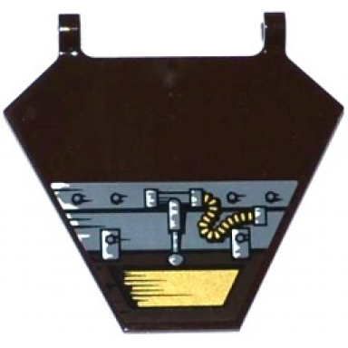 dark brown flag 5 x 6 hexagonal with wooden boards and hinge pattern model left side sticker - set 70747