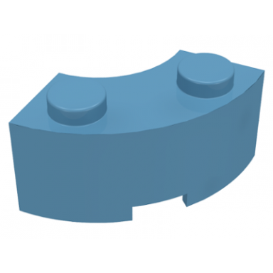 maersk blue brick round corner 2 x 2 macaroni with stud notch