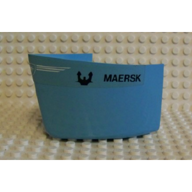 maersk blue boat hull smooth bow 5 x 6 x 3 1 3 with white deck with maersk pattern sticker - set 1650