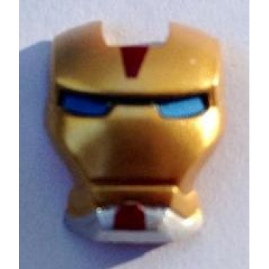dark red minifigure visor top hinge with gold face shield medium blue eyes silver chin pattern iron man mark 17