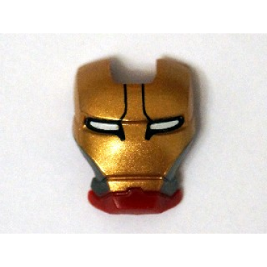 dark red minifigure visor top hinge with gold face shield silver sides black lines on forehead and white eyes pattern