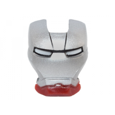 dark red minifigure visor top hinge with silver face shield white eyes and black lines on forehead pattern