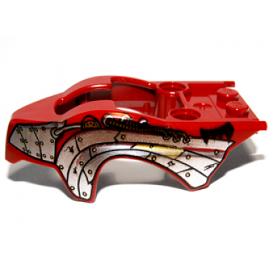 dark red flywheel fairing bird raptor shape with silver armor plating pattern
