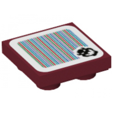 dark red tile modified 2 x 2 inverted with super mario scanner code bowser pattern sticker - set 71391