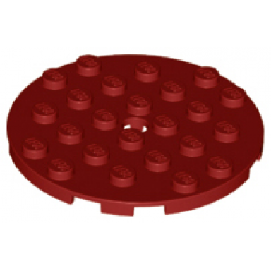 dark red plate round 6 x 6 with hole