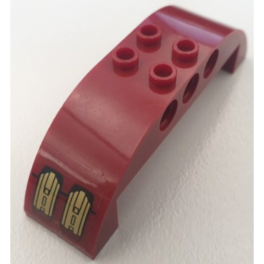 slope curved 8 x 2 x 2 double with gold and dark red iron man hulkbuster armor pattern sticker - set 76105