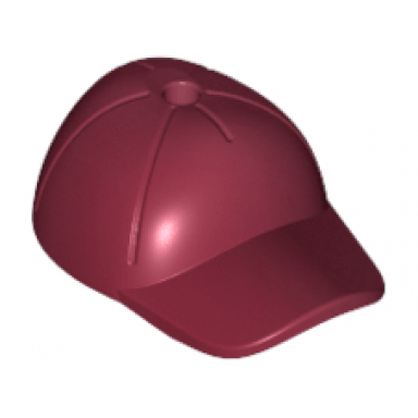 dark red minifigure headgear cap - short curved bill with seams and hole on top