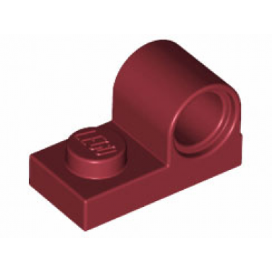 dark red plate modified 1 x 2 with pin hole on top
