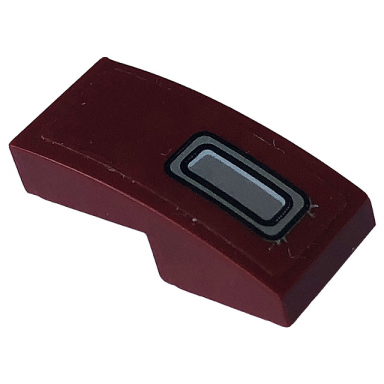 dark red slope curved 2 x 1 x 2 3 with black and silver air vent pattern model left side sticker - set 76903