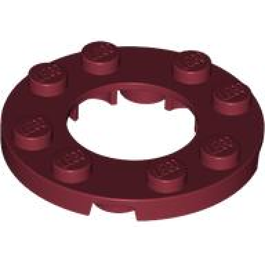 dark red plate round 4 x 4 with 2 x 2 round open center