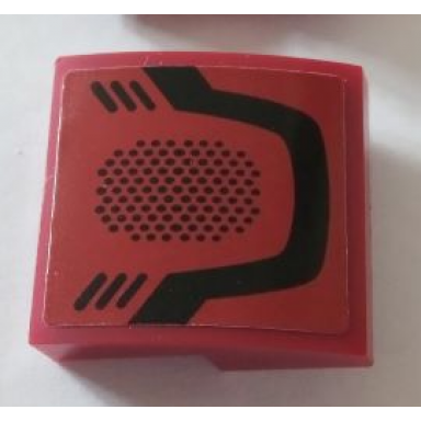 dark red slope curved 2 x 2 x 2 3 with curved black line and vents pattern sticker - set 60207