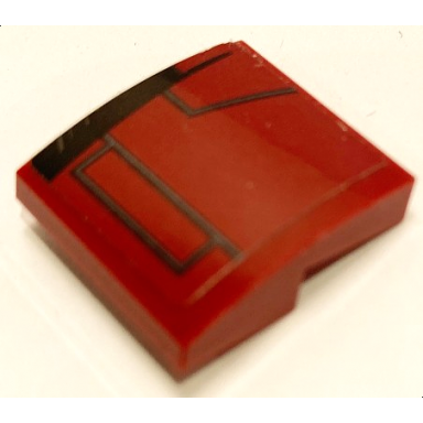 dark red slope curved 2 x 2 x 2 3 with dark bluish gray lines and black edge on dark red background pattern model left side sticker - set 75175