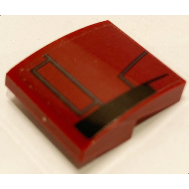 dark red slope curved 2 x 2 x 2 3 with dark bluish gray lines and black edge on dark red background pattern model right side sticker - set 75175