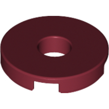 dark red tile round 2 x 2 with hole