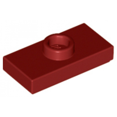 dark red plate modified 1 x 2 with 1 stud with groove and bottom stud holder jumper