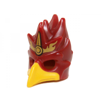 dark red minifigure headgear mask bird phoenix with yellow beak and gold headpiece with flames pattern