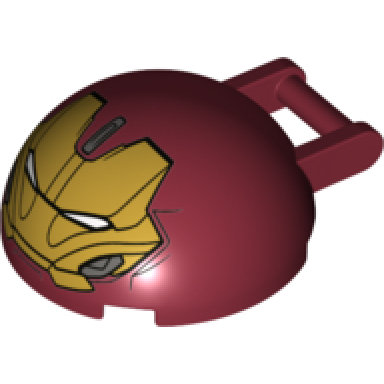 dark red windscreen 4 x 4 x 1 2 3 canopy half sphere with bar handle with gold hulkbuster face with dark bluish gray cheeks and forehead panel pattern