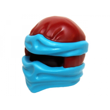 dark red minifigure headgear ninjago wrap type 2 with molded dark azure wraps and knot pattern