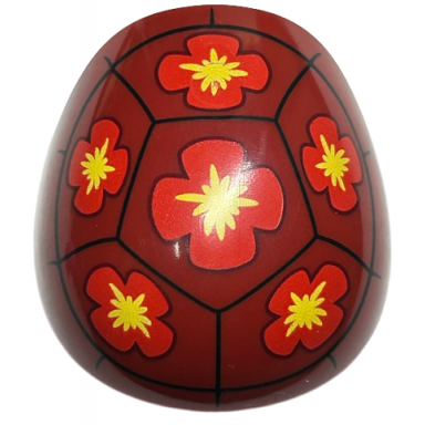 dark red large figure armor round smooth with black lines and red and yellow flowers pattern squirt turtle shell