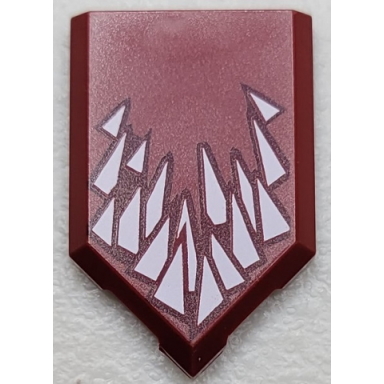 dark red tile modified 2 x 3 pentagonal with overlapping white triangles pattern brickheadz demogorgon teeth