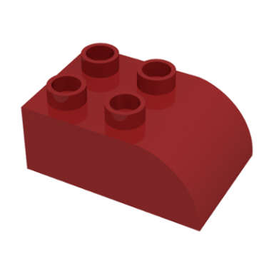dark red duplo brick 2 x 3 slope curved