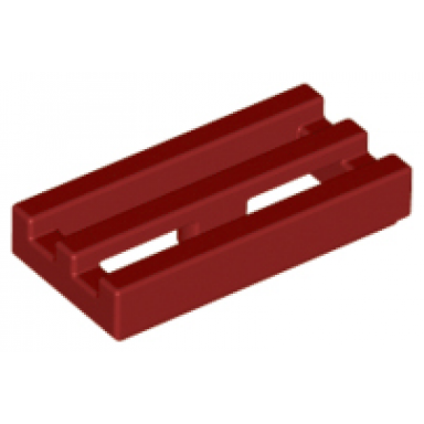dark red tile modified 1 x 2 grille with bottom groove