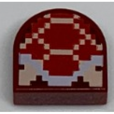 dark red tile round 1 x 1 half circle extended with pixelated koopa troopa pattern