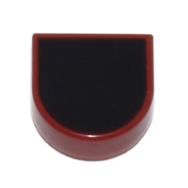 dark red tile round 1 x 1 half circle extended with black surface pattern
