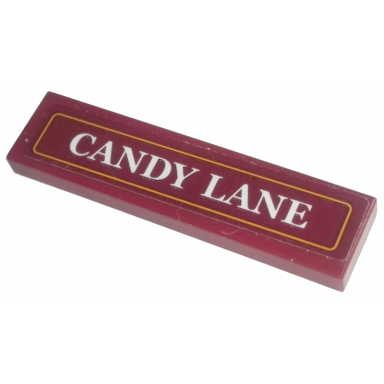 dark red tile 1 x 4 with candy lane pattern sticker - set 10267