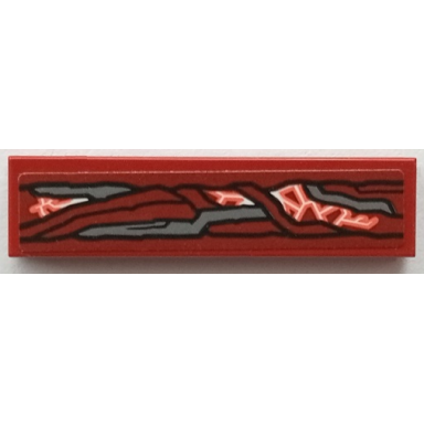 dark red tile 1 x 4 with armor with black outlines dark bluish gray highlights white and coral cosmic energy pattern model left side sticker - set 76155