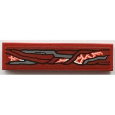 dark red tile 1 x 4 with armor with black outlines dark bluish gray highlights white and coral cosmic energy pattern model right side sticker - set 76155