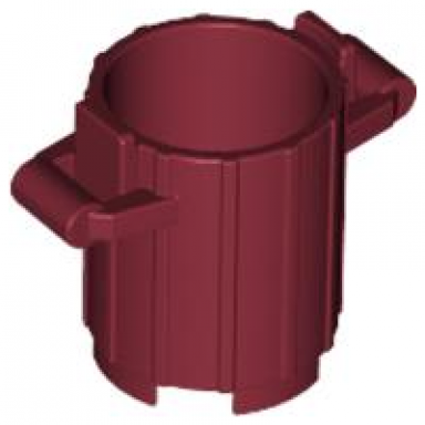 dark red container trash can with 2 cover holders