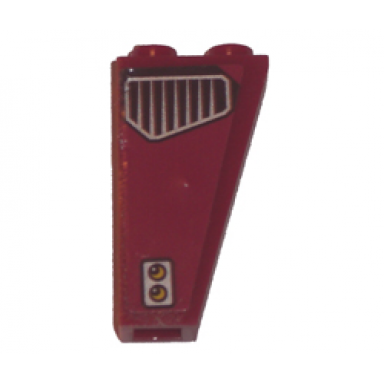 dark red slope inverted 75 2 x 1 x 3 with vent and buttons pattern on left side sticker - set 8102