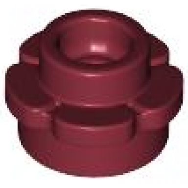 dark red plate round 1 x 1 with flower edge 5 petals